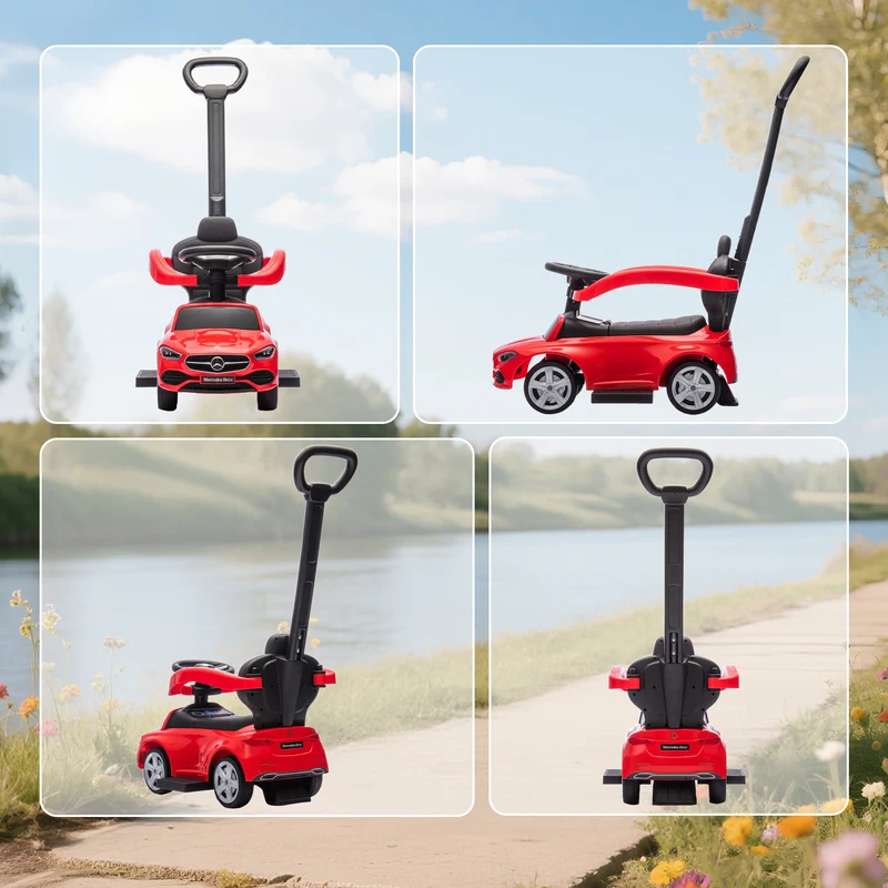 Porteur voiture à pousser 91 x 40 x 83 cm barrière de sécurité amovible direction parentale moderne design en PP rouge 21_0000649