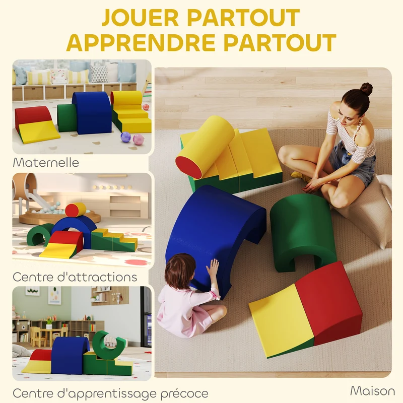 Parcours motricité 181 x 39 x 44 cm stimule équilibre motricité sécurisé style scandinave en polyuréthane multicolore 21_0000731