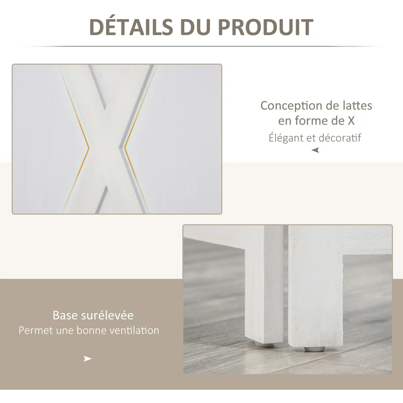 Paravent intérieur quatre panneaux 182 x 170 x 1.8 cm autoportant pliable rustique contemporain en bois paulownia blanc 21_0001231