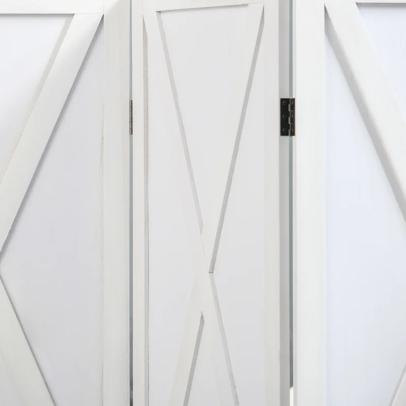 Paravent intérieur quatre panneaux 182 x 170 x 1.8 cm autoportant pliable rustique contemporain en bois paulownia blanc 21_0001231