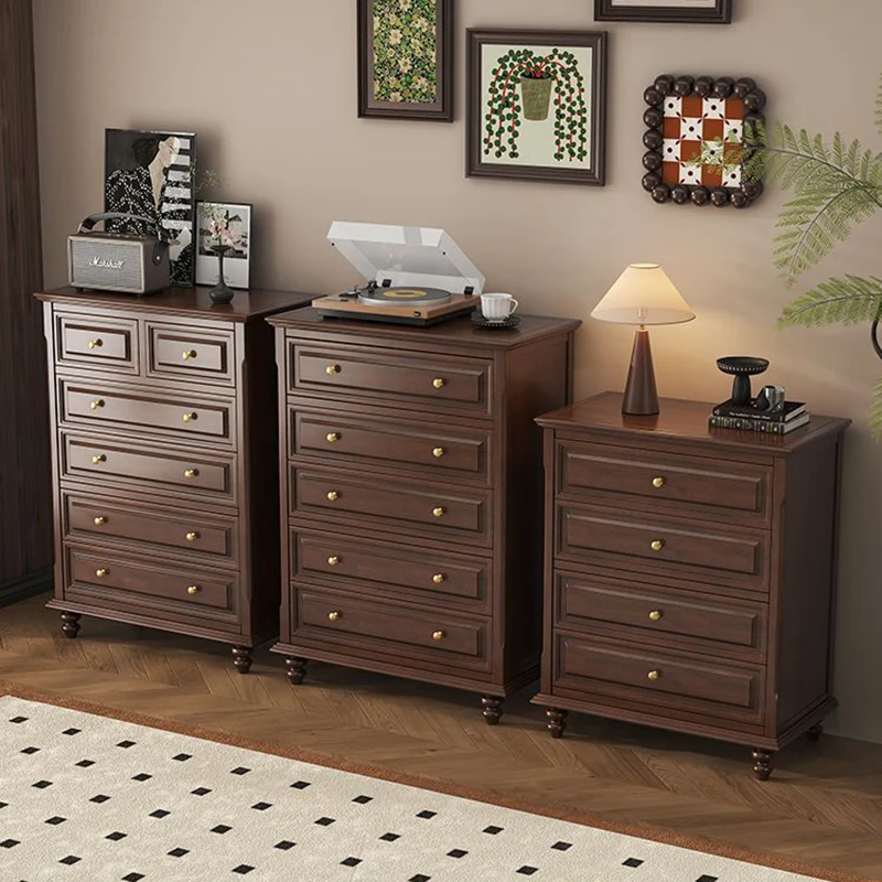 Traditional French Plywood Cherry Wood Pine Wood Rectangular Storage Cabinet With 4/5/6 Drawers For Living Room
