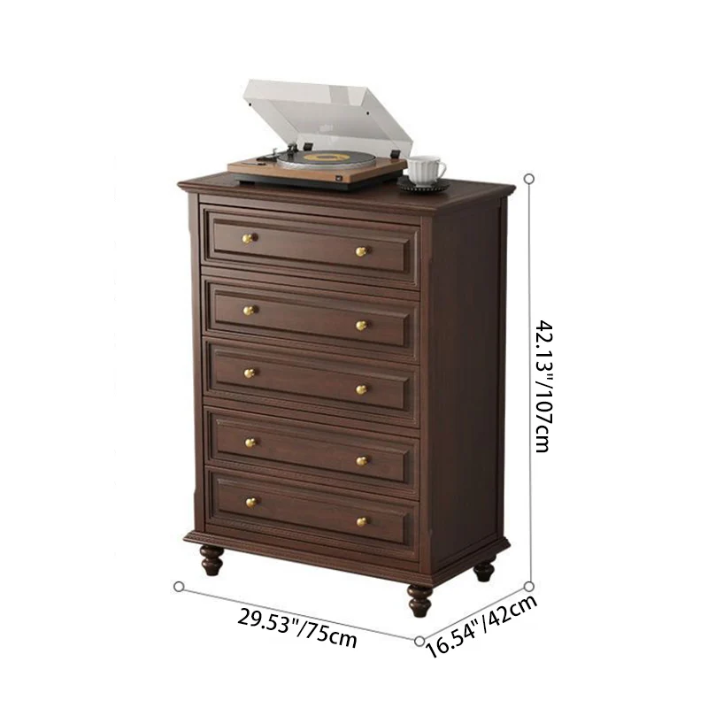 Traditional French Plywood Cherry Wood Pine Wood Rectangular Storage Cabinet With 4/5/6 Drawers For Living Room