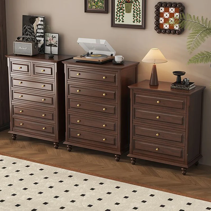 Traditional French Plywood Cherry Wood Pine Wood Rectangular Storage Cabinet With 4/5/6 Drawers For Living Room