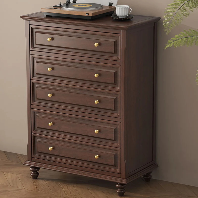 Traditional French Plywood Cherry Wood Pine Wood Rectangular Storage Cabinet With 4/5/6 Drawers For Living Room