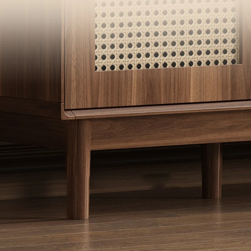Traditional Chinese Particle Board Rubber Wood Rattan Glass Rectangular Cylindrical Storage Cabinet 2/4-Drawer For Living Room
