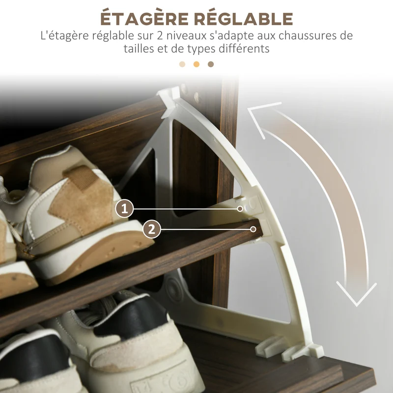 Meuble à chaussures étroit 63 x 24 x 117 cm gain de place 18 paires design moderne en panneau de particules noyer foncé 21_0002691
