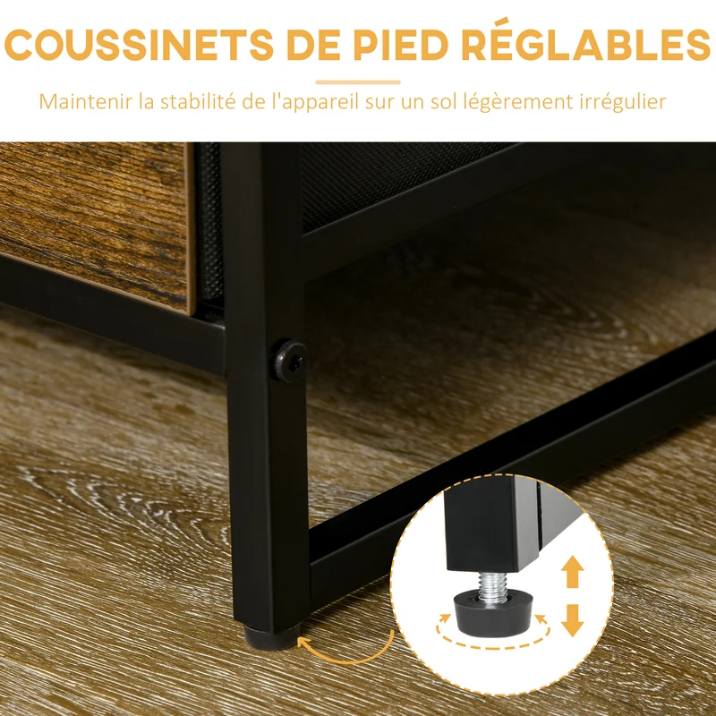 Meuble de rangement étroit salon 44 x 40 x 155 cm trois étagères 3 tiroirs tissu gain de place industriel en MDF marron 21_0002887