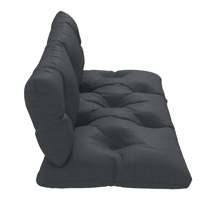 Lot de 2 coussins pour banquette extérieur 120 x 60 x 15 cm et 120 x 40 x 15 cm confort moderne en polyester anthracite 21_0005214