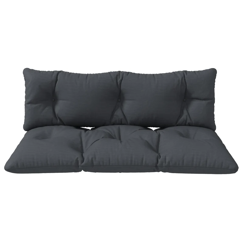 Lot de 2 coussins pour banquette extérieur 120 x 60 x 15 cm et 120 x 40 x 15 cm confort moderne en polyester anthracite 21_0005214