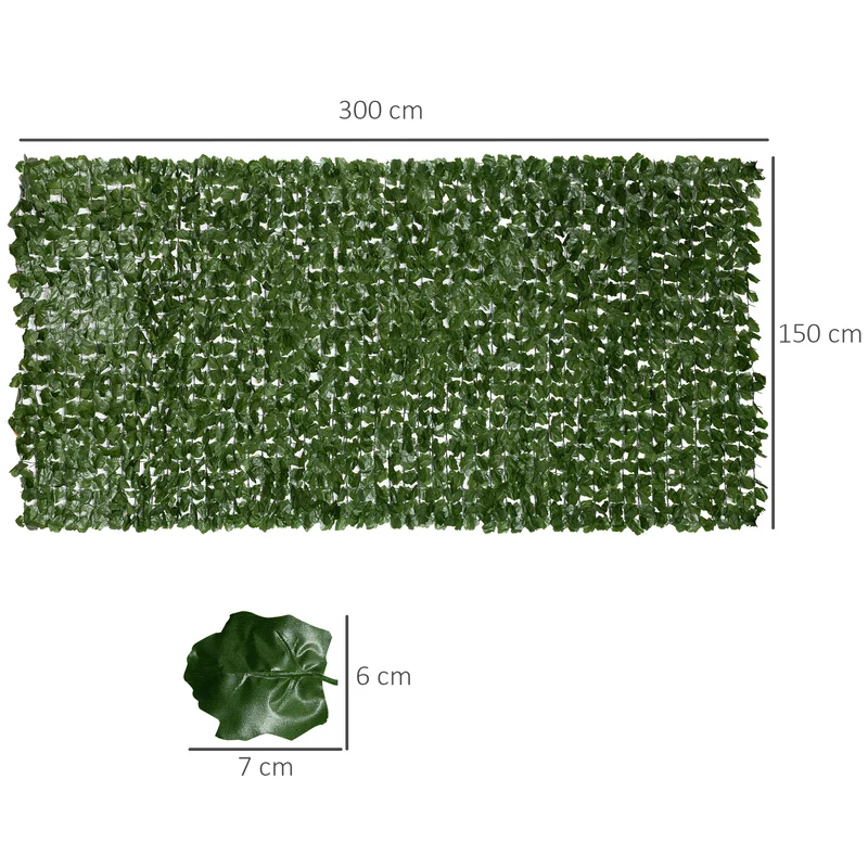 Haie artificielle brise-vue 300 x 1 x 150 cm intimité optimale anti-uv décoratif tendance en polyéthylène vert foncé 21_0003932