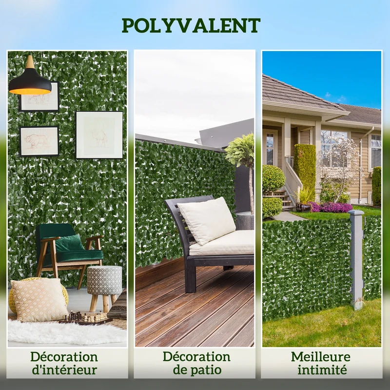 Haie artificielle brise-vue 300 x 1 x 150 cm intimité optimale anti-uv décoratif tendance en polyéthylène vert foncé 21_0003932