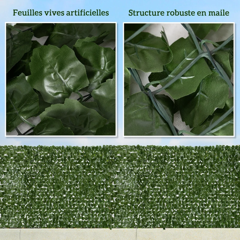 Haie artificielle brise-vue 300 x 1 x 150 cm intimité optimale anti-uv décoratif tendance en polyéthylène vert foncé 21_0003932