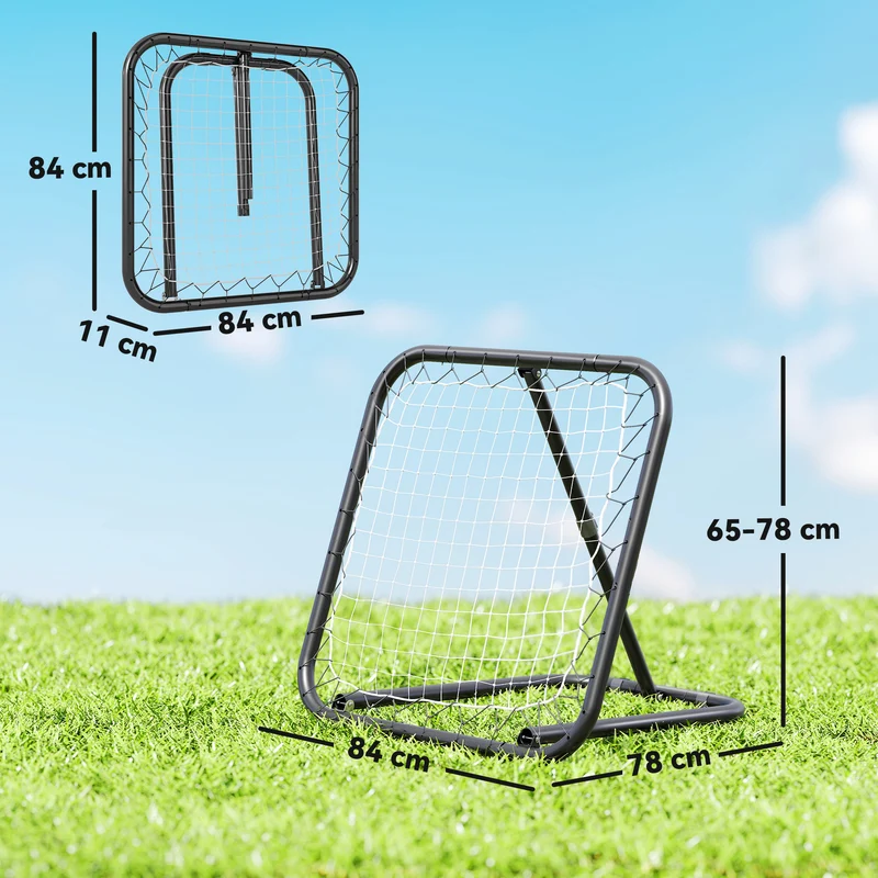 Filet de rebond de football entraînement pliable 78 x 84 x 78 cm angle 5 positions solide moderne jardin en métal noir 21_0006699