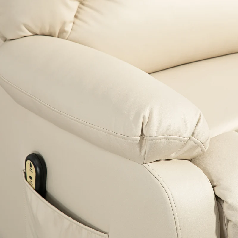 Fauteuil relax inclinable releveur électrique 86 x 92 x 102 cm repose-pied ergonomique contemporain en microfibre beige 21_0000893