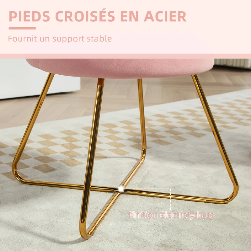Fauteuil coquillage chaise coiffeuse 69 x 64 x 80 cm confort enveloppant dossier ergonomique moderne en velours rose 21_0003446