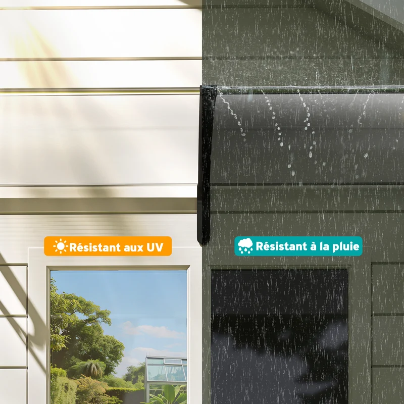 Auvent de porte marquise 195 x 75 x 23 cm protection pluie uv montage mural facile épuré en polycarbonate transparent 21_0007100