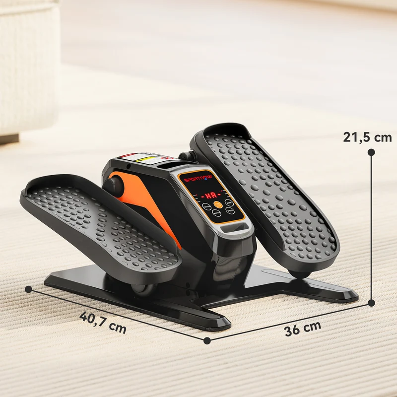 Vélo elliptique de bureau 40.7 x 36 x 21.5 cm 12 niveaux de vitesse télécommande pratique moderne épuré en acier noir 21_0006728