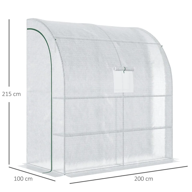 Serre de jardin 4 étagères 200 x 100 x 215 cm protection météo portes zippées avec fenêtre moderne en polyéthylène blanc 21_0004137
