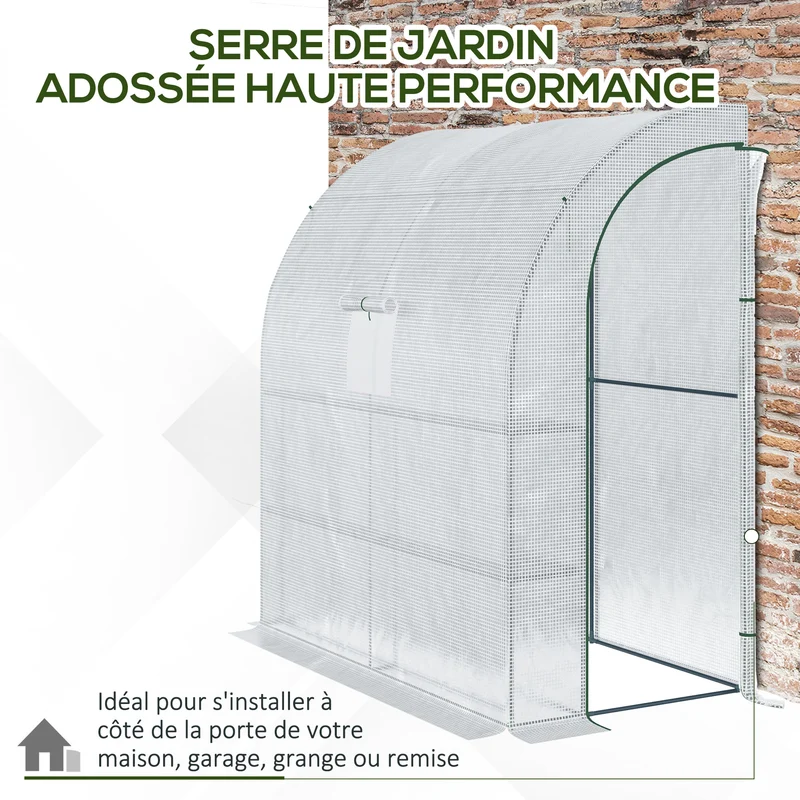 Serre de jardin 4 étagères 200 x 100 x 215 cm protection météo portes zippées avec fenêtre moderne en polyéthylène blanc 21_0004137