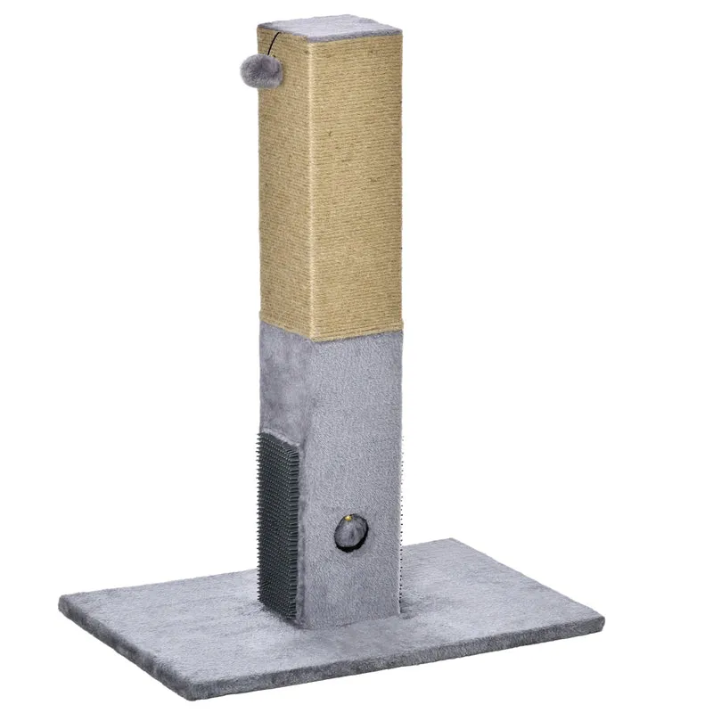 Poteau à gratter pour chat 59,5 x 39 x 79 cm balle clochette protège meuble design contemporain salon en jute beige 21_0007665