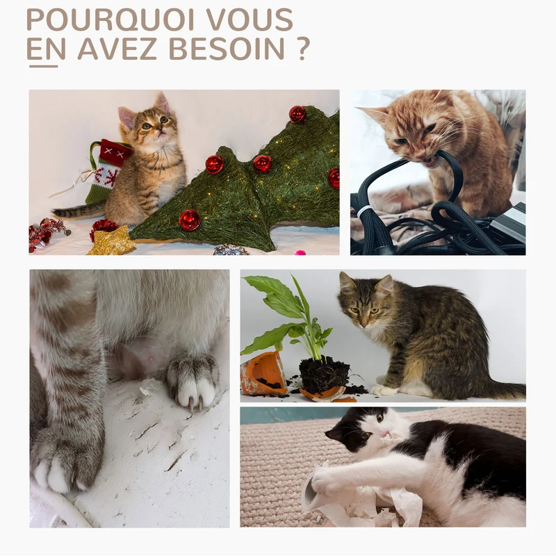 Poteau à gratter pour chat 59,5 x 39 x 79 cm balle clochette protège meuble design contemporain salon en jute beige 21_0007665