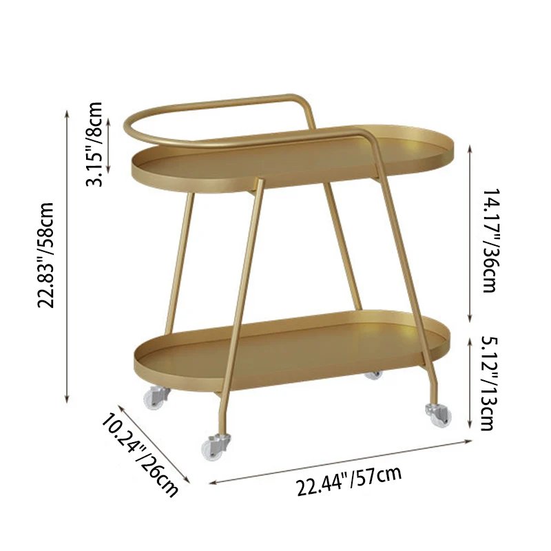 Contemporary Industrial Iron Elliptical Indoor Movable Flower Storage Shelf 2-Tier For Living Room & Balcony