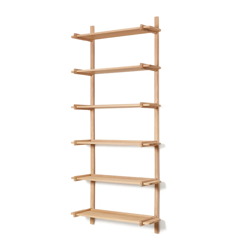 Sitra modular shelf, 6 solid oak wood shelves in a natural finish, 90 cm, FSC Mix Credit