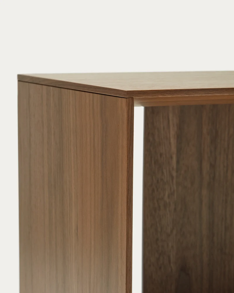 Litto set of 9 modular shelving units in walnut wood veneer, 202 x 114 cm