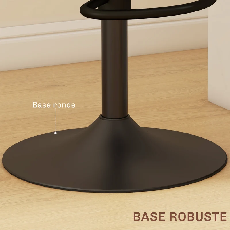 Lot de 2 tabourets de bar 40,5 x 52 x 92-113,5 cm hauteur réglable pivotant scandinave idéal cuisine en rotin marron 21_0003256