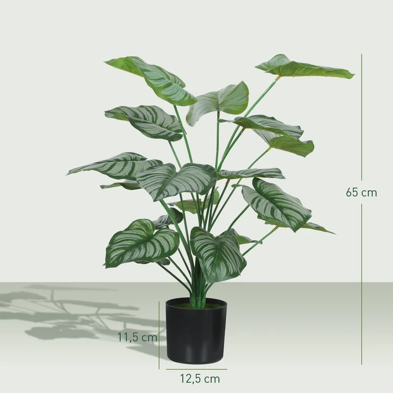 Lot de 2 plantes artificielles intérieures arbre 65 x 12,5 x 12,5 cm sans entretien pot lesté moderne en plastique vert 21_0001391