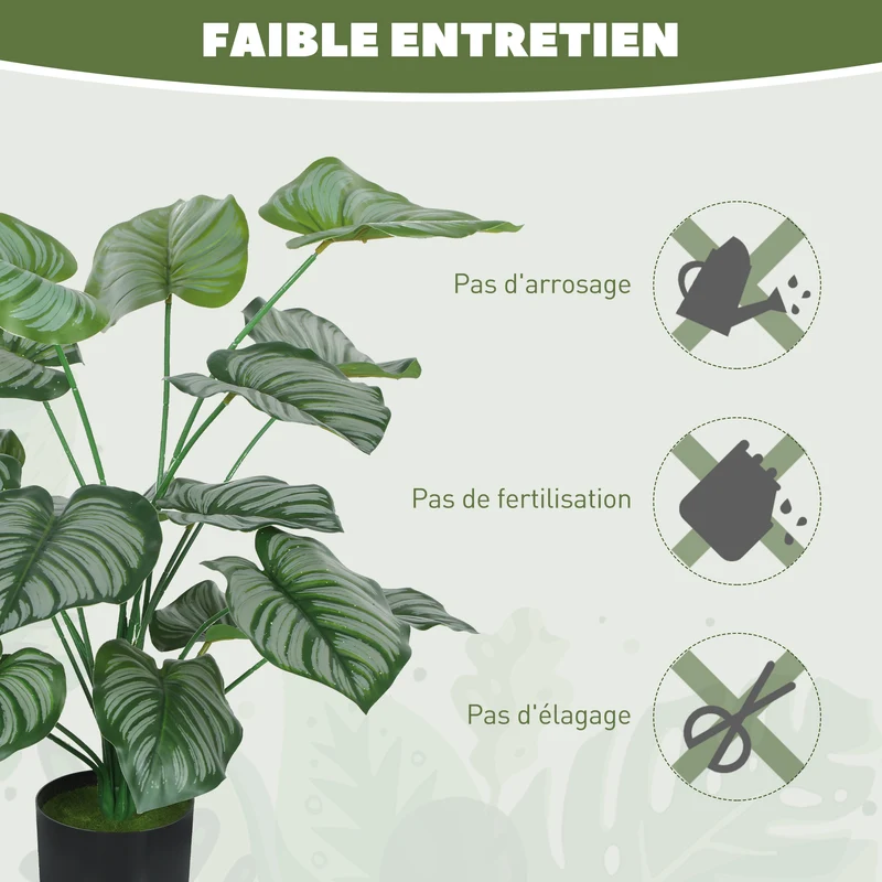 Lot de 2 plantes artificielles intérieures arbre 65 x 12,5 x 12,5 cm sans entretien pot lesté moderne en plastique vert 21_0001391