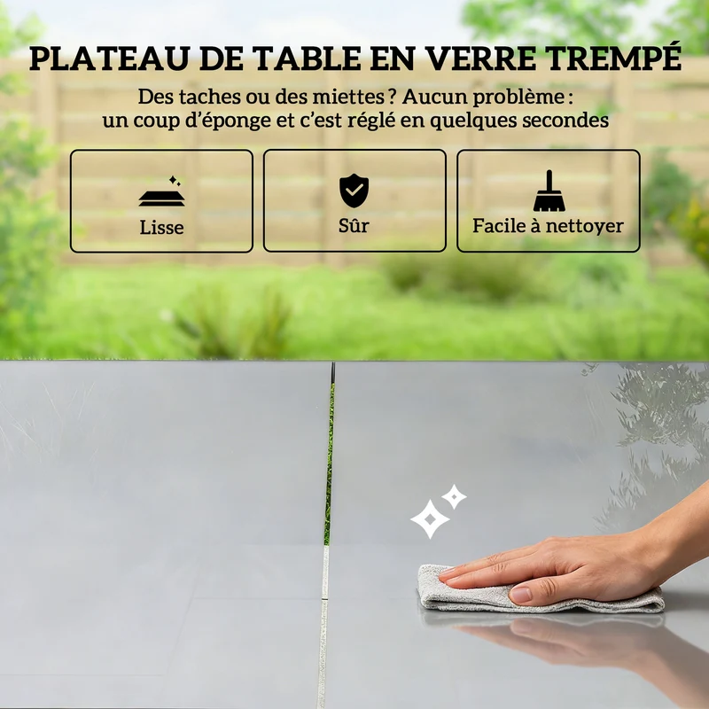 Ensemble extérieur terrasse 7 pièces 150 x 80 x 73 cm sièges respirants assise ergonomique moderne design en acier gris 21_0005357