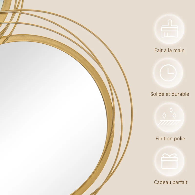 Ensemble de 4 miroirs ronds muraux 107 x 56 x 4 cm apporte luminosité design et contemporain décoratif en métal doré 21_0001256