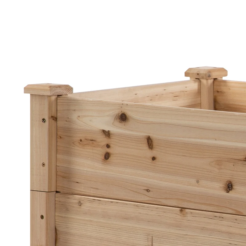 Carré potager surélevé en escalier 124 x 124 x 56 cm optimise exposition et croissance racines rustique en bois naturel 21_0004191