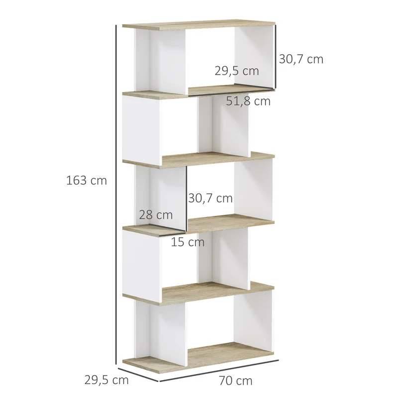 Bibliothèque étroite rangement salon 70 x 29,5 x 163 cm compacte pratique anti basculement scandinave en mélamine blanc 21_0002493
