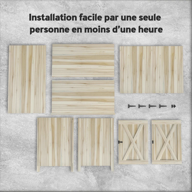 Armoire de jardin rangement extérieur 110 x 60 x 88,5 cm étagère intégrée loquet sécurisé style rustique en bois naturel 21_0005495