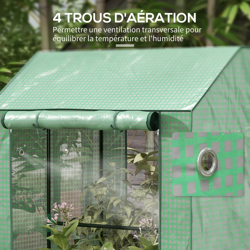 Serre de jardin double 100 x 80 x 150 cm anti-uv montage facile pour balcon contemporain épuré en polyéthylène vert 21_0004366
