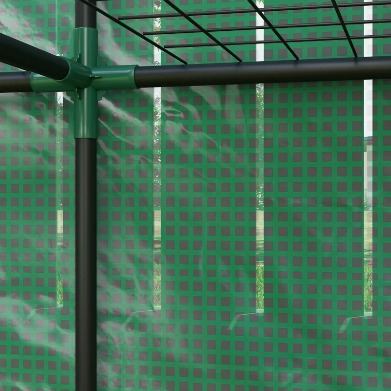 Serre de jardin 3 niveaux 144 x 48 x 152 cm protection uv porte zippée ventilation épuré moderne en polyéthylène vert 21_0005521