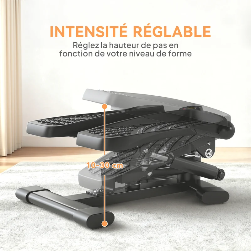 Mini stepper 2 en 1 torsion et montée compacte 42 x 34 x 22 cm tonification jambes taille moderne écran lcd en abs noir 21_0006733