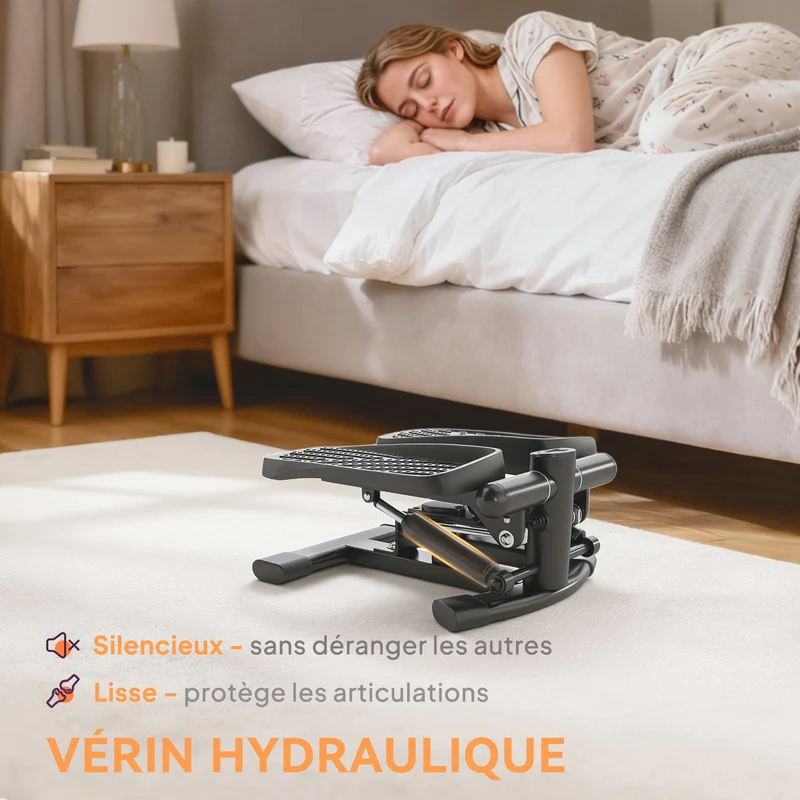 Mini stepper 2 en 1 torsion et montée compacte 42 x 34 x 22 cm tonification jambes taille moderne écran lcd en abs noir 21_0006733