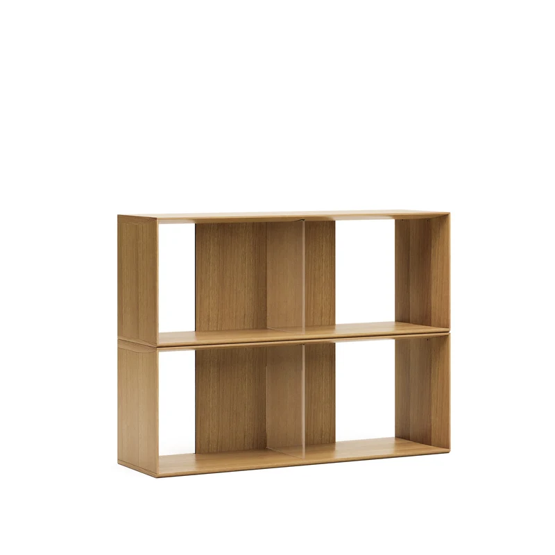 Litto set of 2 modular shelving units in oak wood veneer, 101 x 76 cm