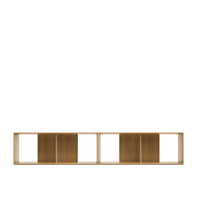 Litto set of 2 modular shelving units in oak wood veneer, 101 x 76 cm