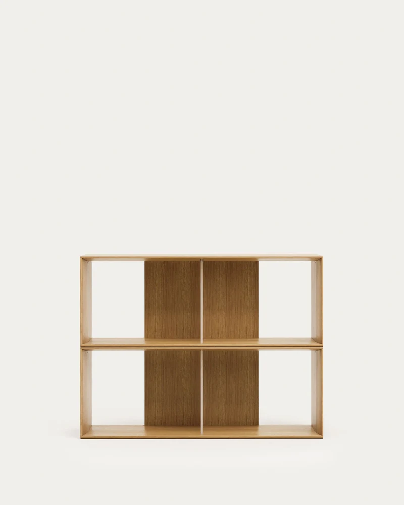 Litto set of 2 modular shelving units in oak wood veneer, 101 x 76 cm