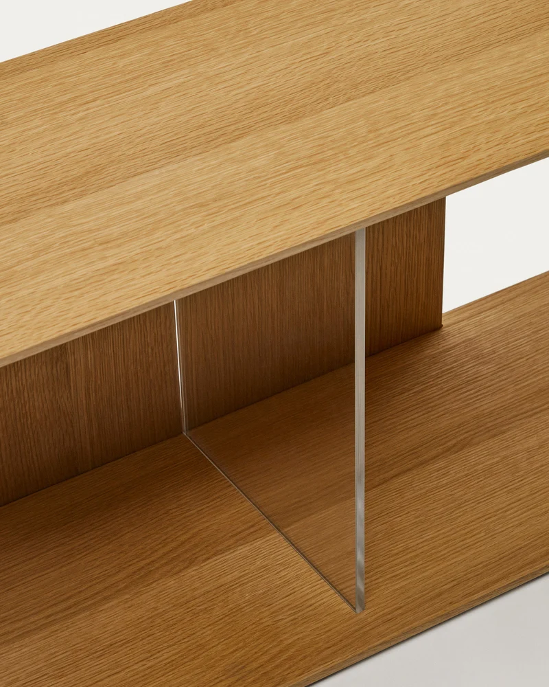 Litto set of 2 modular shelving units in oak wood veneer, 101 x 76 cm