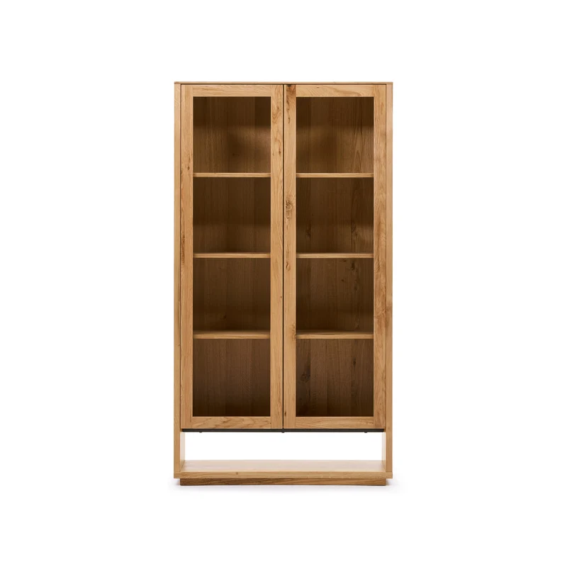 Alguema display cabinet in oak wood veneer with natural finish, 100 x 185 cm