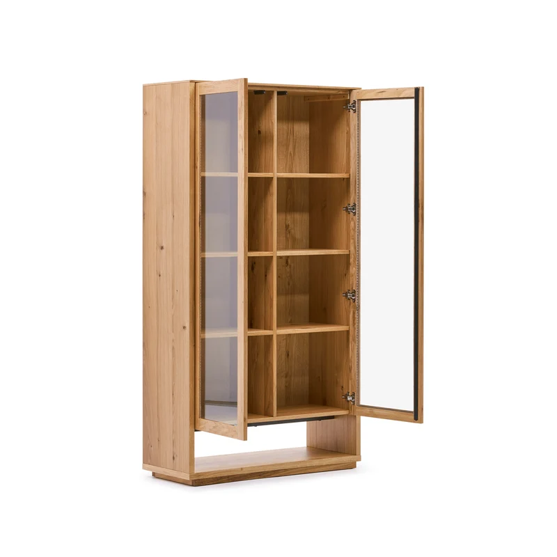 Alguema display cabinet in oak wood veneer with natural finish, 100 x 185 cm