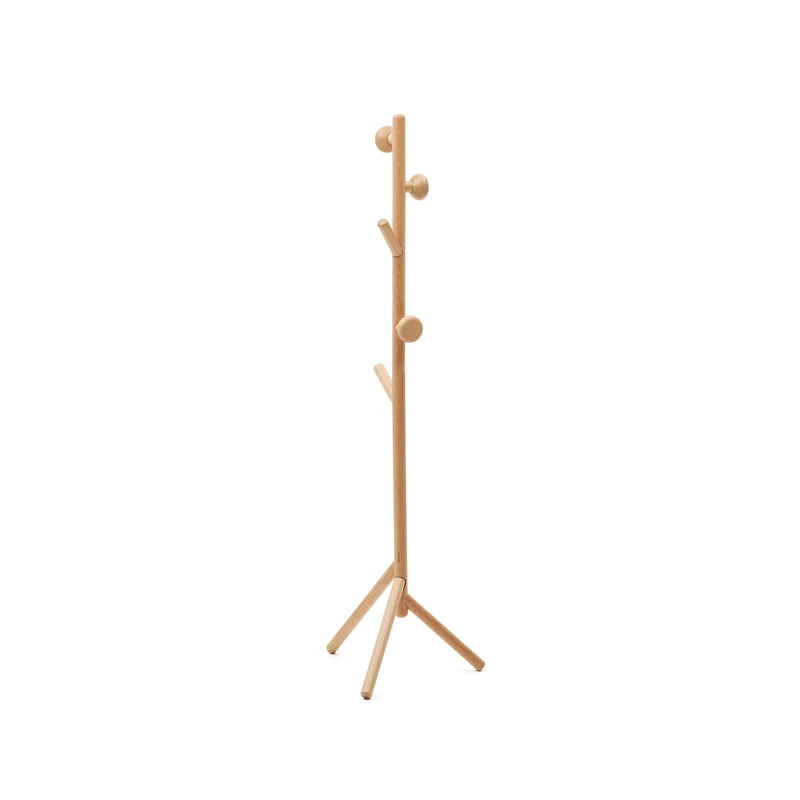 Nadue coat rack in solid beech wood with natural finish 163 cm