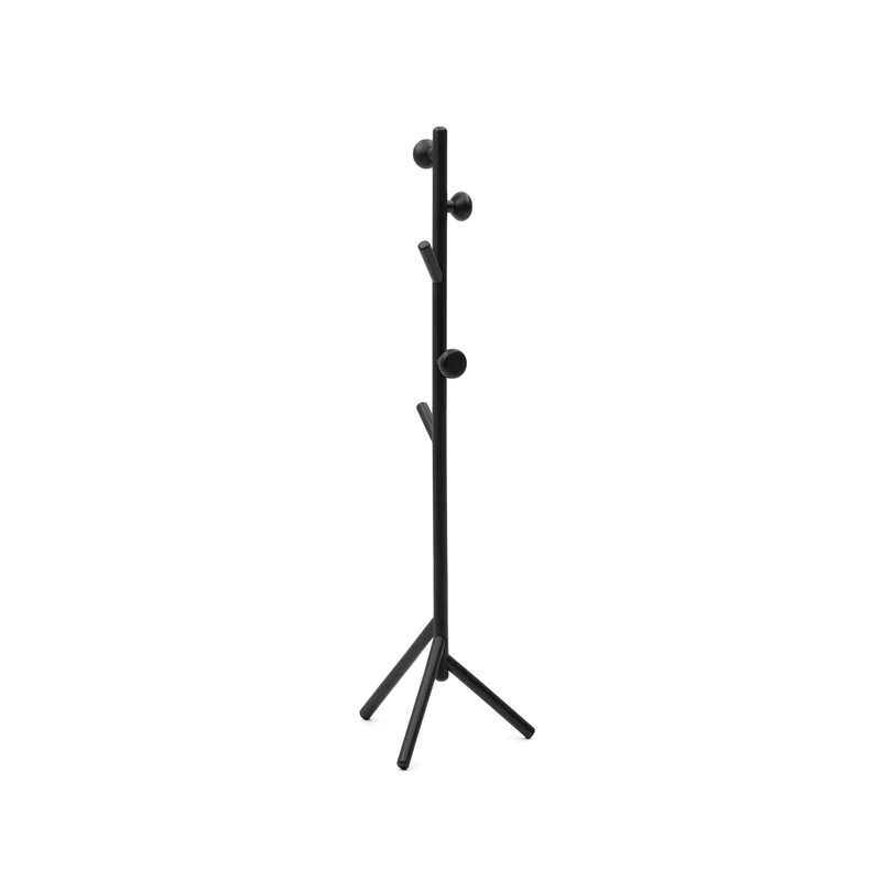Nadue coat rack in solid beech wood with black finish 163 cm