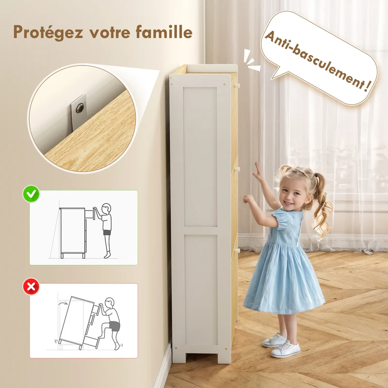 Meuble à chaussures entrée 60 x 24 x 118 cm 3 tiroirs séparateurs réglables style scandinave épuré salon en MDF blanc 21_0002756
