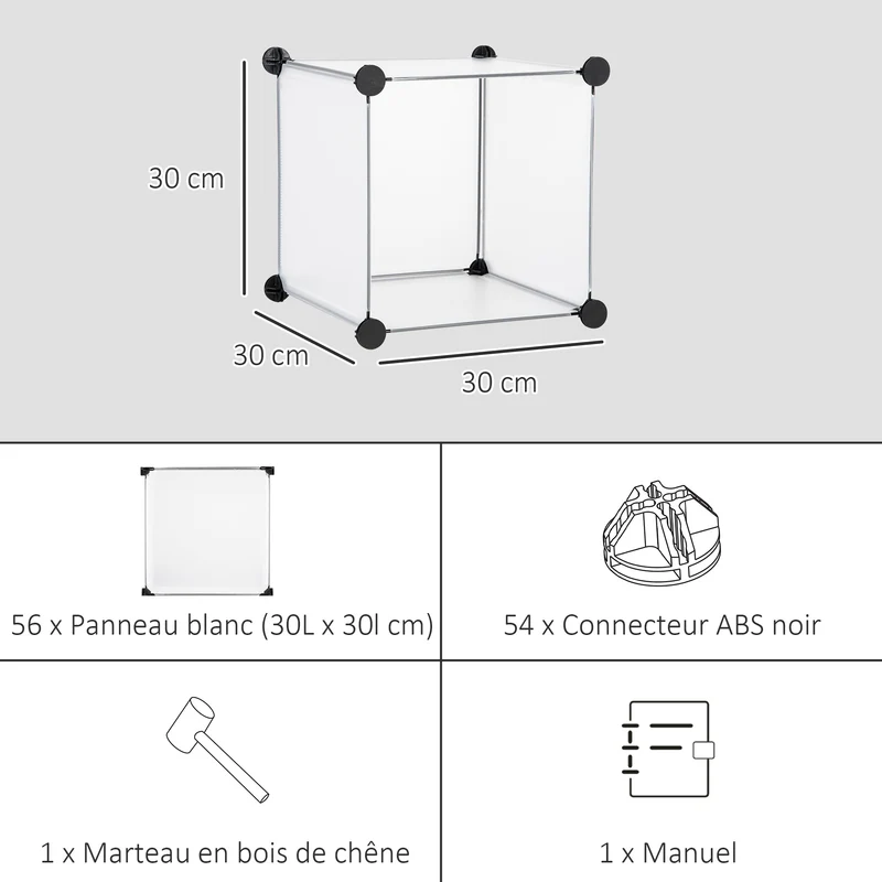 Meuble de rangement modulable 16 cubes 125 x 32 x 125 cm empilable rangement chaussures salon épuré moderne en PP blanc 21_0005804